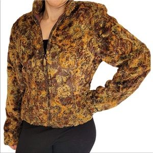 TSUNAMI ESQ Brown Faux Fur Zip Jacket - M